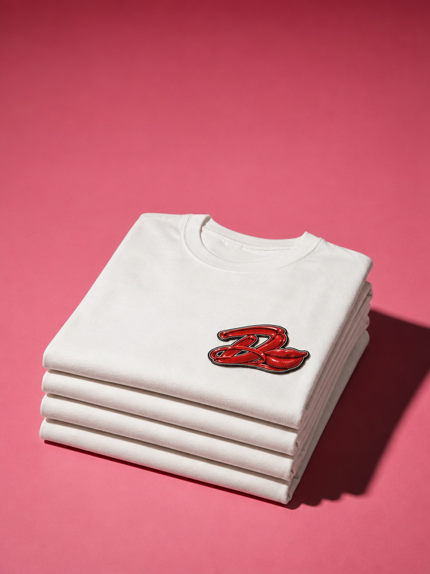 DEBS Lipstick Tee folded with chest logo